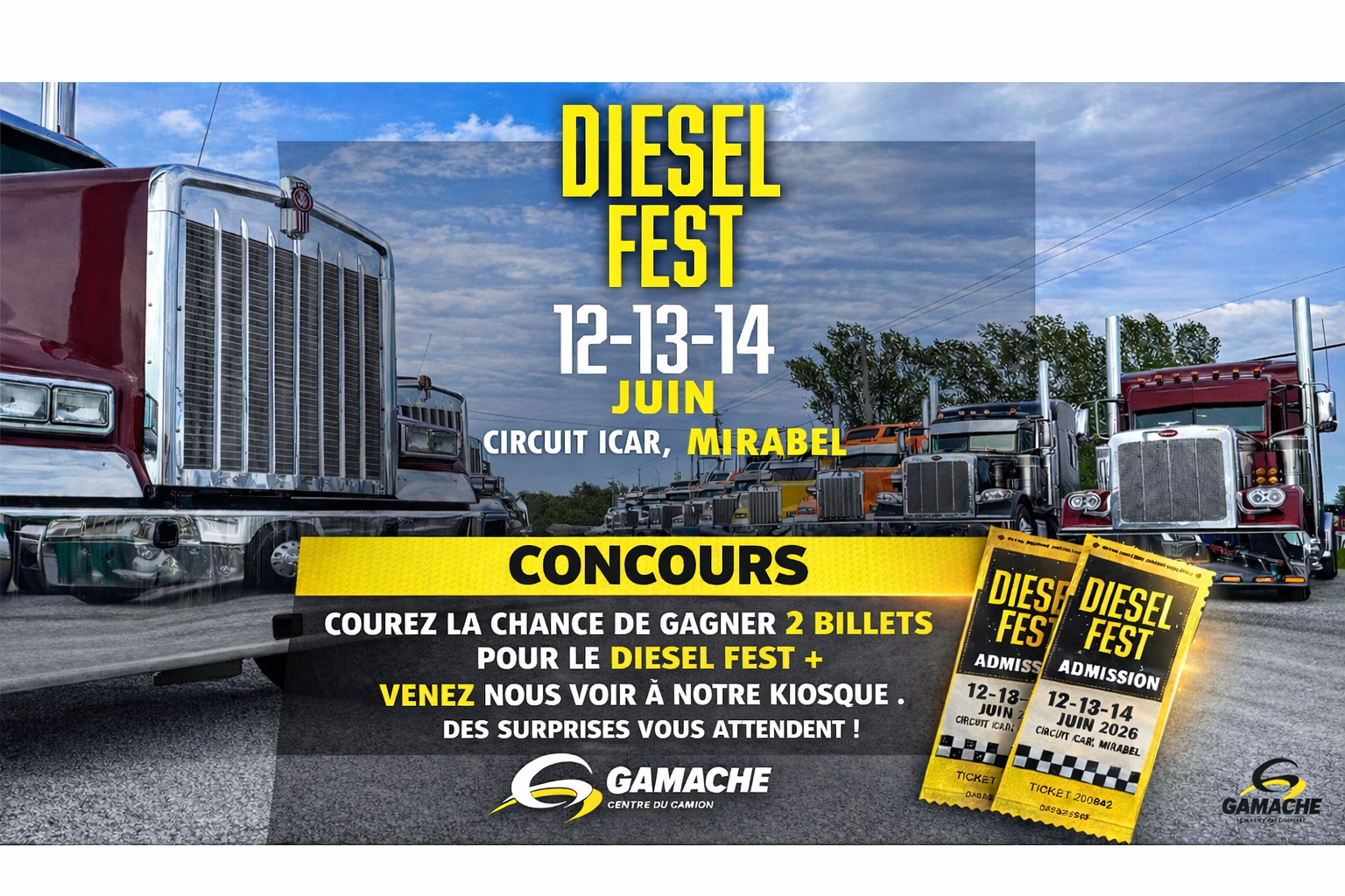 Gagnez une paire de billets pour le Diesel Fest 2026 grâce au Centre du Camion Gamache